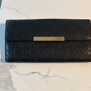 Gucci Embossed Black Leather Wallet